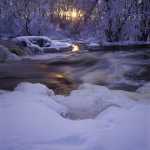 105 Vinterafton vid ån Nossan i Västergötland